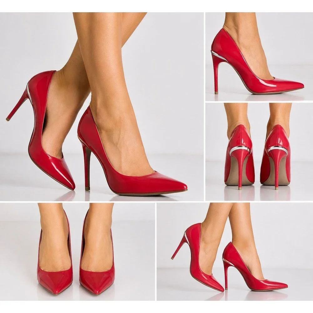 Marc Fisher Garick-R Red Patent Pumps Size 8 - Pointed Toe Stiletto Heels, Glam
